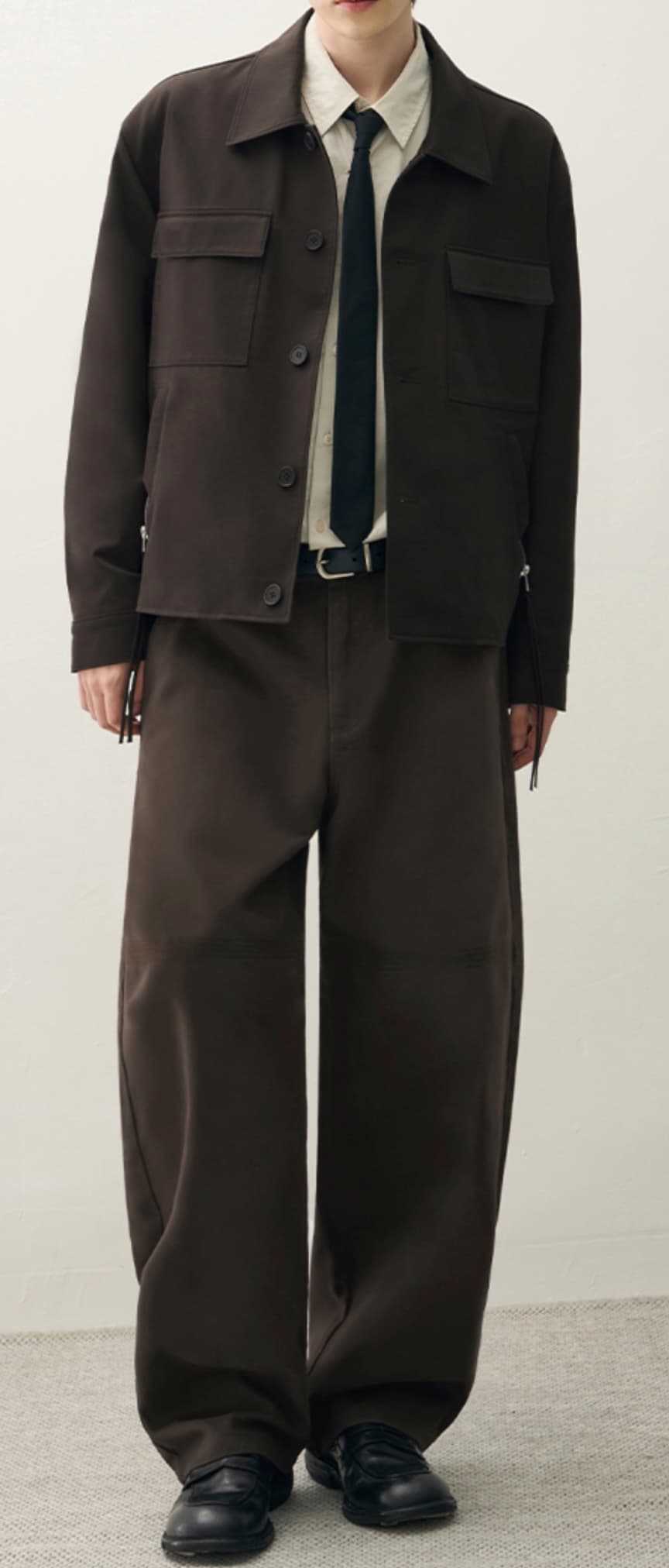 COAVE 25 F/W concept — earth tone work jacket and wide pants